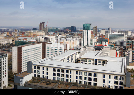 Aerial view of the Mailbox and Birmingham City in the background. View from the Cube building. Stock Photo