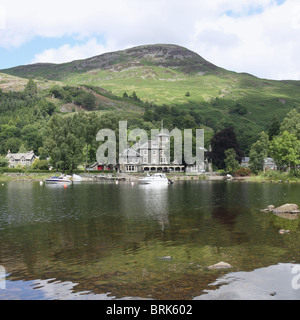 village of St Fillans and hills reflected in Loch Earn Scotland  July 2010 Stock Photo