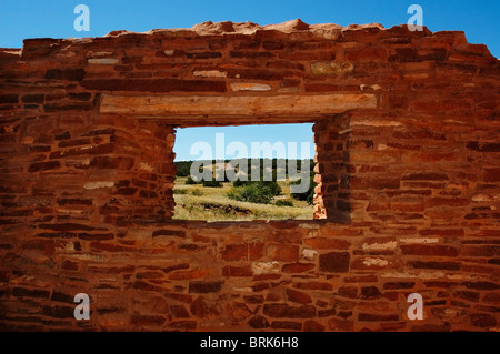 Remains of Spanish Mission church and Pueblo ruins at Abo Pueblo Salinas Pueblo Missions National Monument Mountainair NM Stock Photo