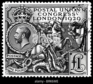 Rare 1929 Great Britain £1 Postal Union Congress London postage stamp. Stock Photo