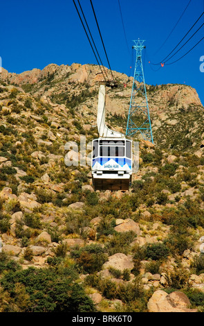 Sandia Peak Tramway comes in for a landing, Albuquerque, NM. Stock Photo
