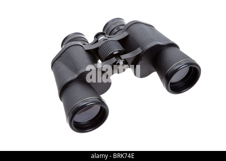 Black Binoculars with white background Stock Photo