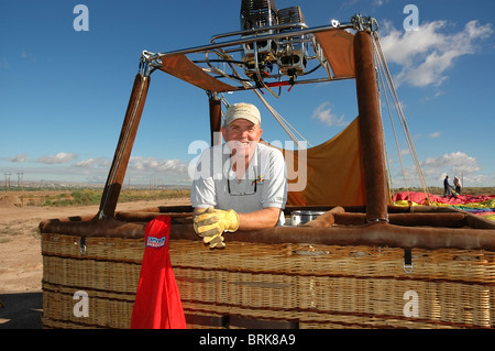 Balloon pilot Mike Collins after flight over Albuquerque, NM Stock Photo