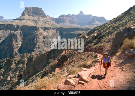 Arizona, Grand Canyon National Park, South Kaibab Trail, Panorama Point, woman hiker on trail Stock Photo