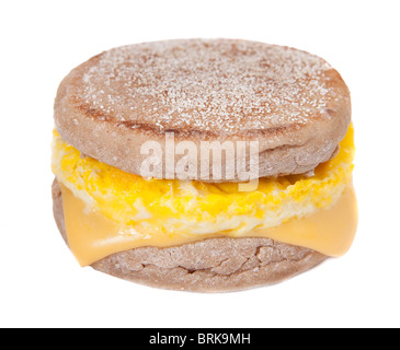 one full size egg muffin with melted cheese on an English muffin Stock Photo