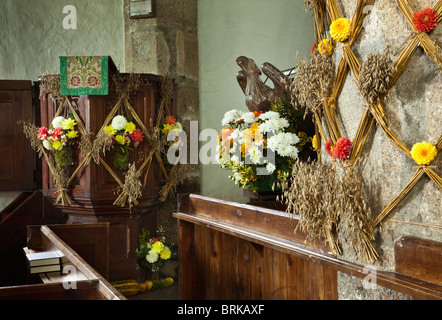 Harvest Festival Display at Thrushelton Church Devon England UK Stock Photo