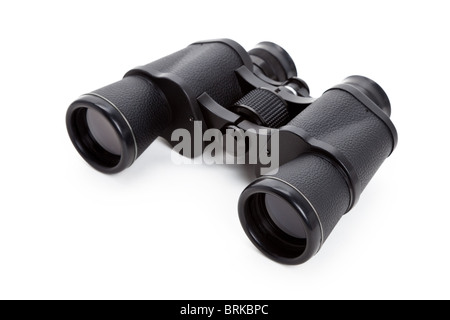 Black Binoculars with white background Stock Photo