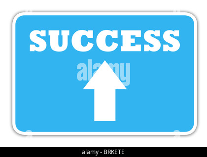 Sucess highway sign with copy space, isolated on white background. Stock Photo