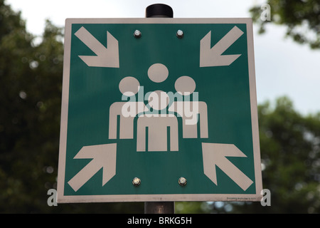 Emergency assembly point sign, Munich, Germany Stock Photo