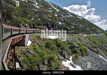 Yukon Railway descending from White Pass near Skagway Alaska USA Stock Photo