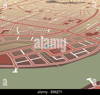 Illustrated map of a generic city at an angled perspective Stock Photo