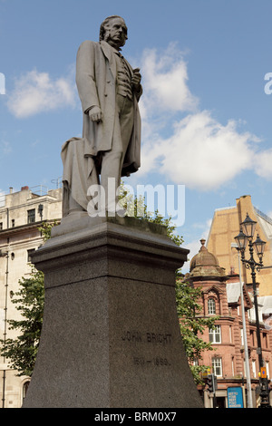 John Bright was born in Rochdale and was a Victorian politician and was a fine orator, his sculpture is in Albert Square. Stock Photo