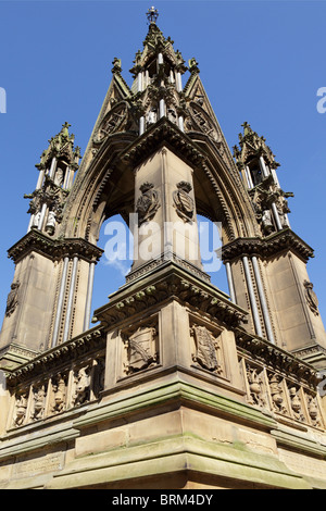 The outer stone structure of the Albert Memorial in Albert Square in the City of Manchester. Stock Photo