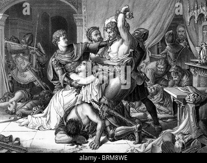 The seizure of Roger de Mortimer in Nottingham Castle 1330 Stock Photo ...