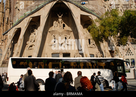 Spain Barcelona , cathedral La Sagrada Familia by architect Antoni Gaudi , UNESCO world heritage Stock Photo