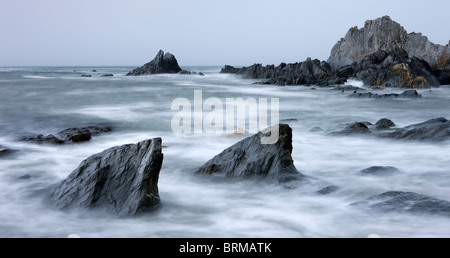 Stormy evening at Rockham Bay, North Devon, England. Spring (May) 2010. Stock Photo