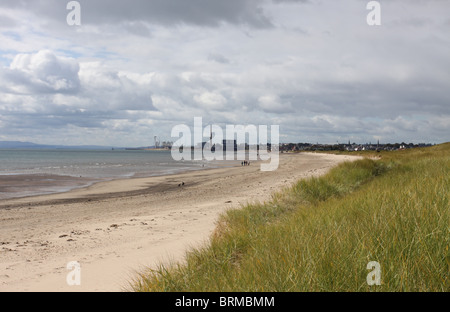 beach on Largo Beach and Decommissioned Methil Power station (now demolished) Fife Scotland  September 2010 Stock Photo