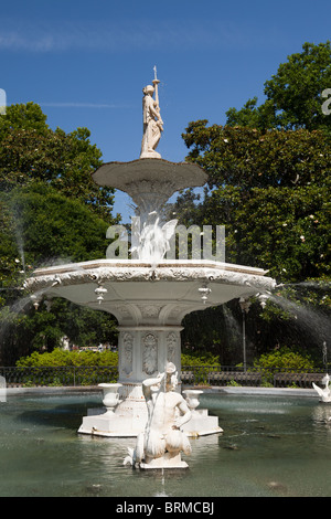 Forsyth Park fountain, Forsyth Park Savannah GA Stock Photo