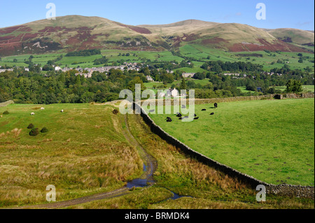 View of the town of Sedbergh and The Howgill Fells, Yorkshire Dales National Park, UK