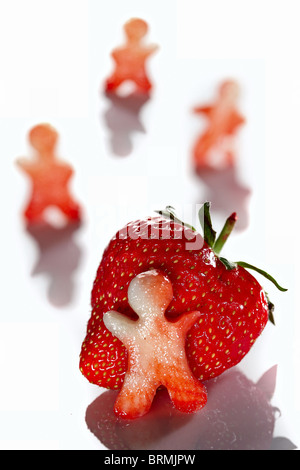 strawberry alien people carving Stock Photo