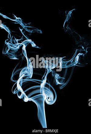 interesting chaotic blue smoke on a black background Stock Photo