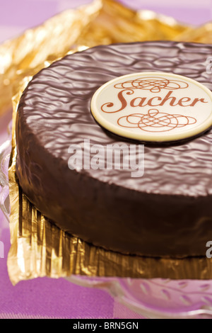 Close Up Of A Sacher Torte On A Plate Stock Photo
