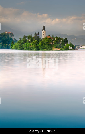 Church of Assumption at Lake Bled in Slovenia Stock Photo