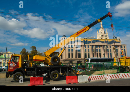 Roadworks central Moscow Russia Europe Stock Photo