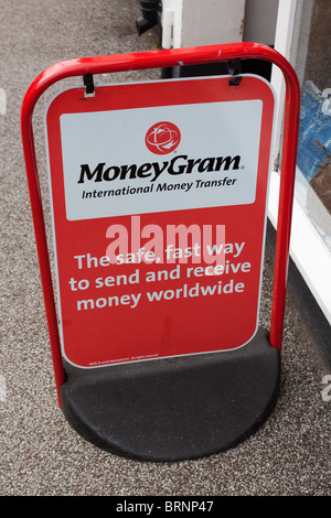 Sign for Moneygram International Money Transfer in Wendover, Buckinghamshire Stock Photo