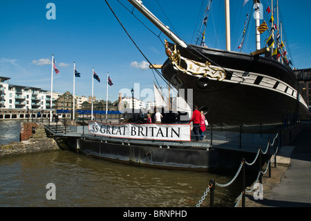 dh SS Great Britain BRISTOL DOCKS BRISTOL Tourists SS Great Britain ships maritme museum steamship in drydock Stock Photo