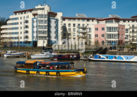 dh Port of Bristol BRISTOL DOCKS BRISTOL Ferry boat and luxury dockside apartment flats Bristol waterfront Stock Photo