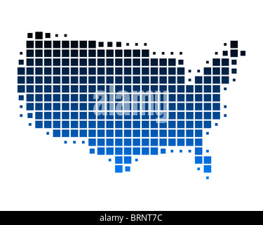 Square dots pattern map of United States. American dotted pixel map ...