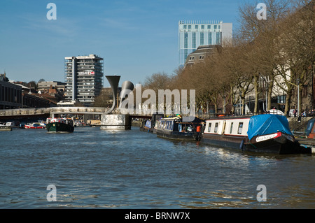 dh St Augustines Reach BRISTOL DOCKS BRISTOL Peros bridge  ferry boat floating harbour quayside barges marina Stock Photo