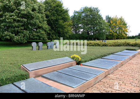 German First World War Cemetery of Consenvoye along the east bank of Meuse river, north of Verdun, France. Stock Photo