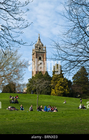 dh Cabot Tower garden BRANDON HILL PARK BRISTOL Britain University Students relaxing in gardens uk public space people parks Stock Photo