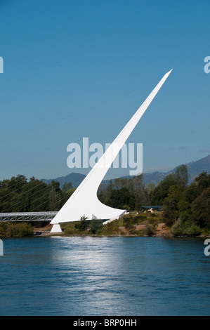 Sundial Bridge on Sacramento River in Redding California by architect Santiago Calatrava Stock Photo