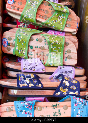 Oriental Wooden Sandals, Chinatown, NYC Stock Photo