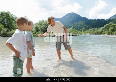 Free Time by the River in the Mountains Stock Photo
