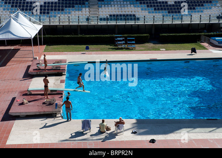 Olympic pool Rome Italy diver diving swimming race Stock Photo