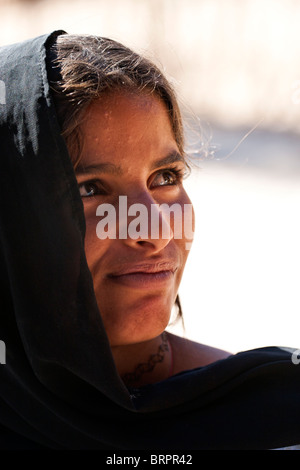 Young woman at Ain Khudra Oasis, White Canyon, Sinai, Egypt. Stock Photo