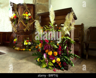 Harvest Festival Display at Thrushelton Church Devon England UK Stock Photo