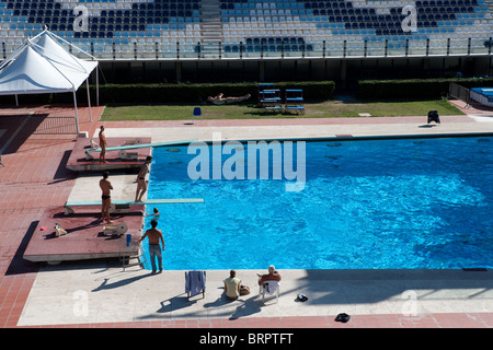 Olympic pool Rome Italy diver diving swimming race Stock Photo