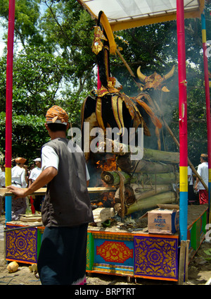 Hindu funerals in Bali are intensely suggestive ceremonies of great cultural and religious significance. Stock Photo