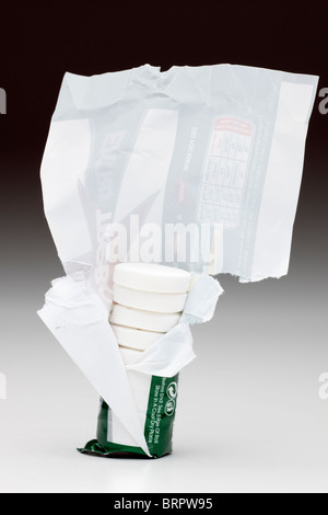 Opened packet of Trebor mints on white background Stock Photo - Alamy