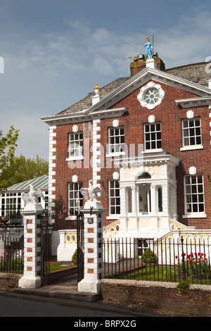 UK, England, Cornwall, Launceston, Castle Street, Eagle House, elegant Georgian home, now heritage hotel Stock Photo