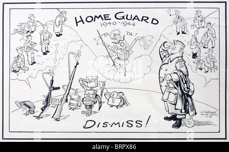 Cover of a calendar for 1945 marking the winding down, in the last months of the war in Europe, of Britain's Home Guard. Stock Photo