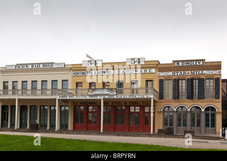 Storefronts in Old Town Sacramento California Stock Photo