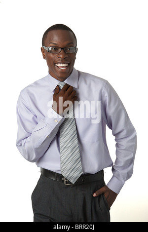 Cheerful young African business man ready for anything Stock Photo