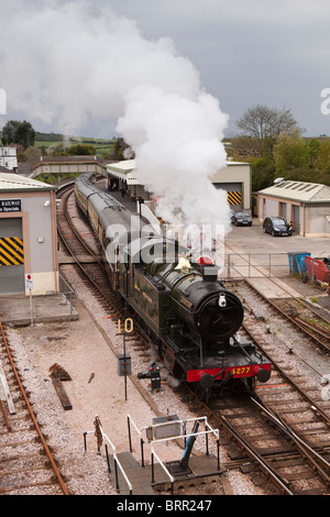 UK, England, Devon, Churston, Paignton and Dartmouth Steam Railway, GWR 4200 Class 4277 2-8-0T locomotive Stock Photo