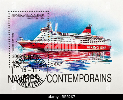 1994 Madagascar 'Viking Line' Finnish ferry boat design postage stamp. Stock Photo